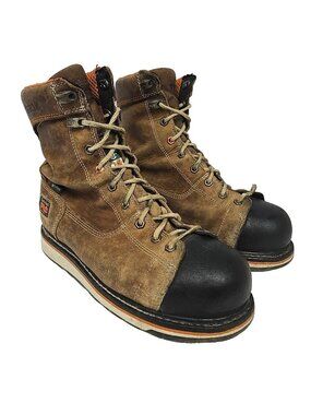 Timberland PRO Men's Alloy Toe Gridworks Waterproof 8" Work Boot Brown Size 9W